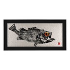 Gyotaku "Rotbarsch" (Original, gerahmt) ca. 60x30 cm