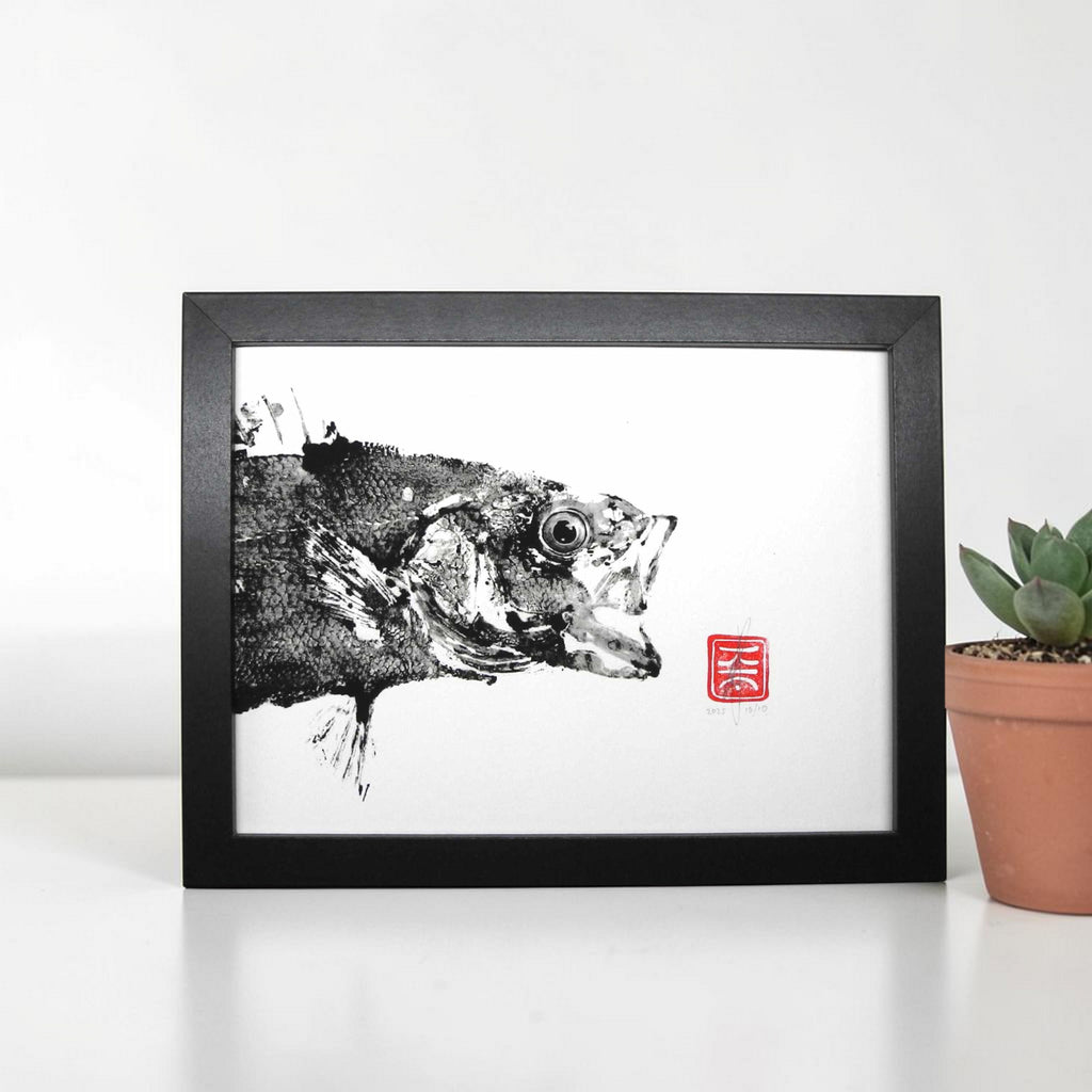 Limitierter Kunstdruck "Wolfsbarsch" Din A5
