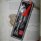 Lesezeichen Kunstdruck "Flussbarsch" mit roter Quaste 7x20,7cm