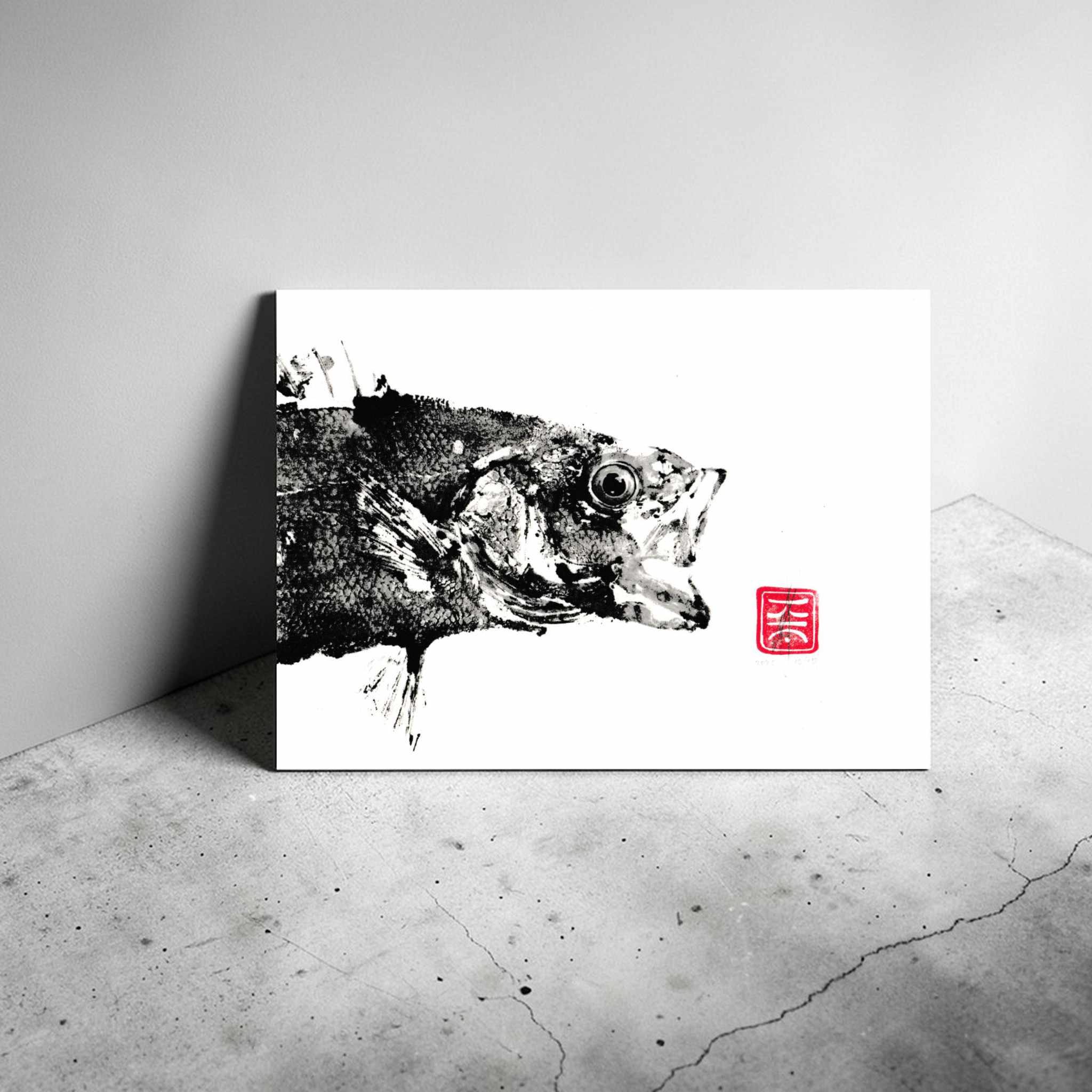 Limitierter Kunstdruck "Wolfsbarsch" Din A5